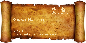 Kupka Martin névjegykártya